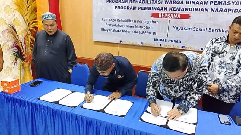 YASOS BKS Bersama Lapas Kls II A Pancur Batu Penandatanganan Perjanjian Kerjasama Program Pembinaan dan Kemandirian WBP